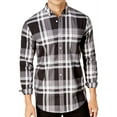 thumbnail image 1 of Club Room Mens Stretch Plaid Button Up Shirt, Black, Small, 1 of 1