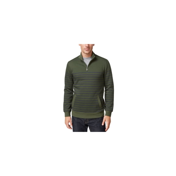 Club Room Mens Striped 1/4 Zip Sweatshirt, Green, Small