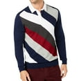 thumbnail image 1 of Club Room Mens Striped Rugby Polo Sweater, Blue, Medium, 1 of 2
