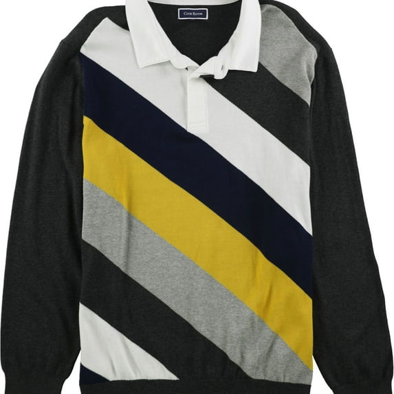 Club Room Mens Striped Rugby Polo Sweater, Multicoloured, X-Large