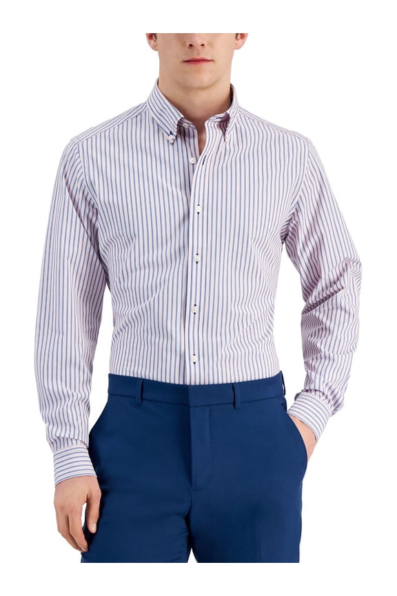 Mens Striped Slim Fit Dress Shirt