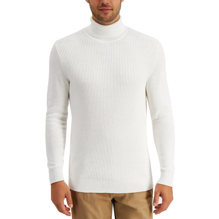 Club Room Men s Textured Cotton Turtleneck Sweater Winter Ivory Large