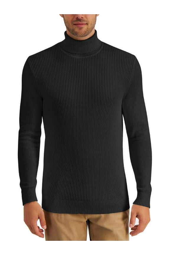 Mens Textured Cotton Turtleneck Sweater