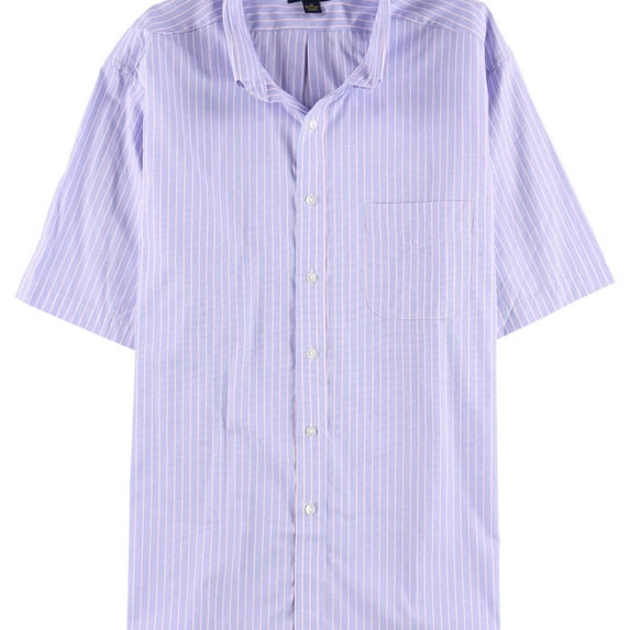 Club Room Mens Textured Pocket Button Down Dress Shirt, Blue, 17