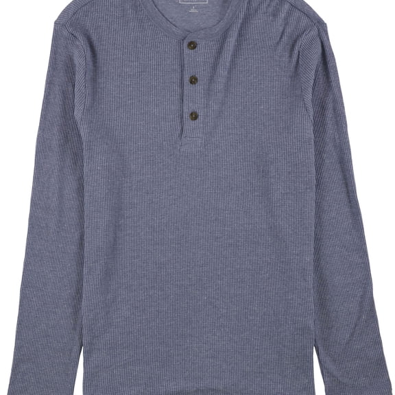 Club Room Mens Thermal Henley Shirt, Blue, Small