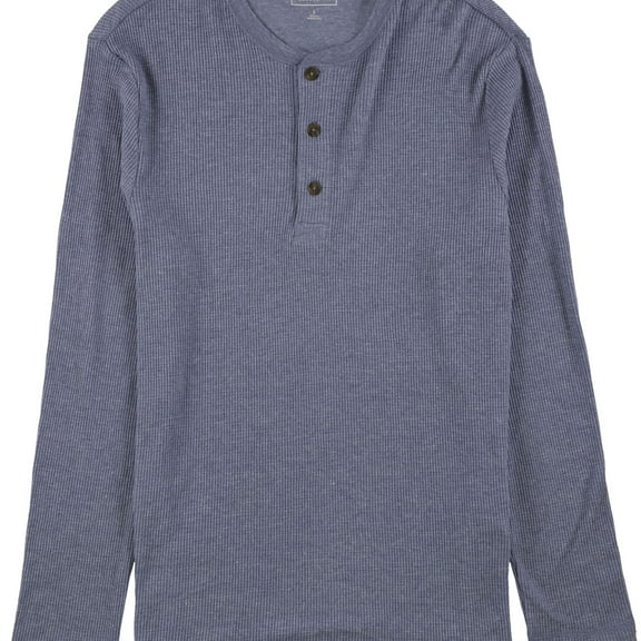 Club Room Mens Thermal Henley Shirt, Blue, Small