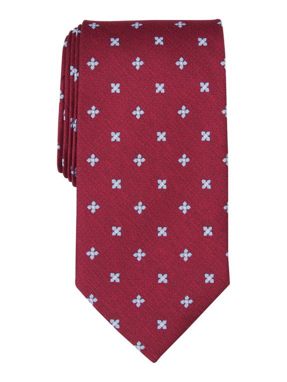 Men Tie Necktie One Size Red Floral Cross Pattern