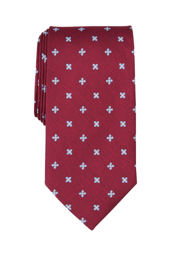Men Tie Necktie One Size Red Floral Cross Pattern