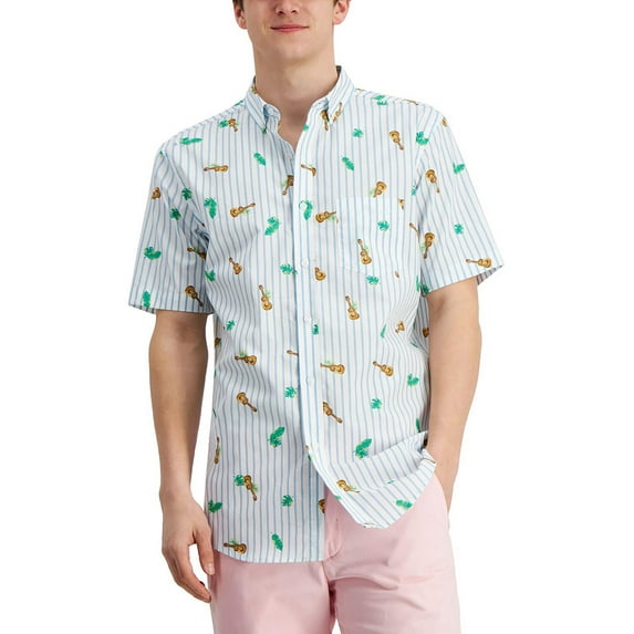 Club Room Mens Ukulele Regular Fit Print Button-Down Shirt