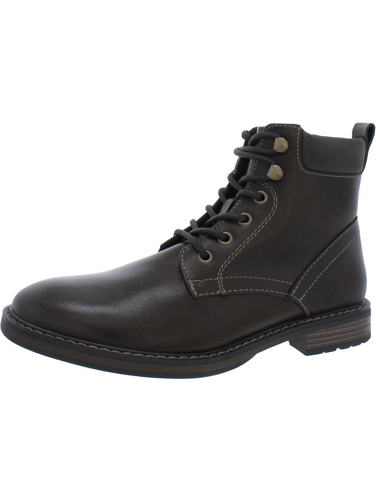 CLUB ROOM Mens Westin Faux Leather Lace-Up Ankle Boots