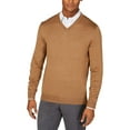 thumbnail image 1 of Club Room Mens Solid V Neck Merino Wool Blend Sweater Fawn Heather Brown L, 1 of 1