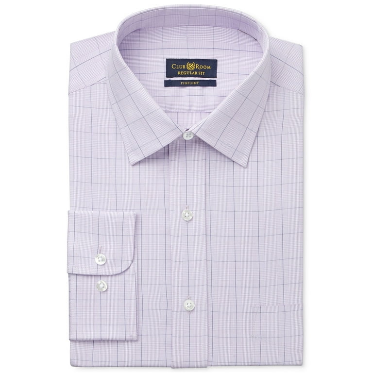 Club Room Mens Wrinkle Resistant Button Up Dress Shirt lavender 16
