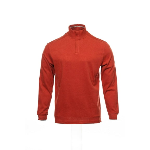 Club Room Red-Orange Heather Half Zip Sweatshirt 1/2 , Size Medium