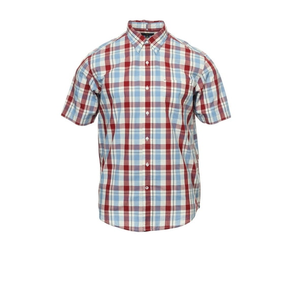 Club Room Red Plaid Button Down Shirt Sport , Size Large