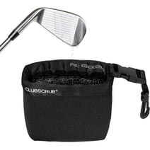 Club Scrub Golf Club and Golf Ball Cleaning Bag, Waterproof, Neoprene Exterior, Detachable Clip, Machine Washable, Cleans Club Grooves, Black