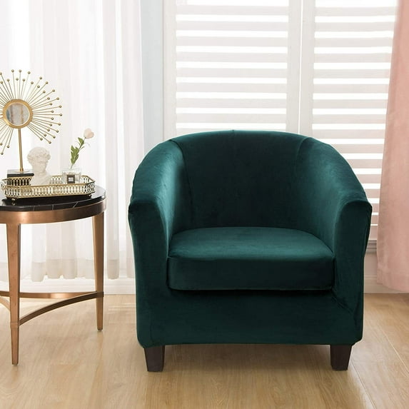 Club Sofa Chair Cover Stretch Wear-Resistant Bathtub Bucket Cafe Chair Armchair Cover Living Room Bedroom Study Room (Flange Green)