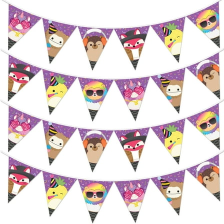 Club Squishmallows Birthday Banner Pennant 2 Pack - Squishmallows Party Decorations
