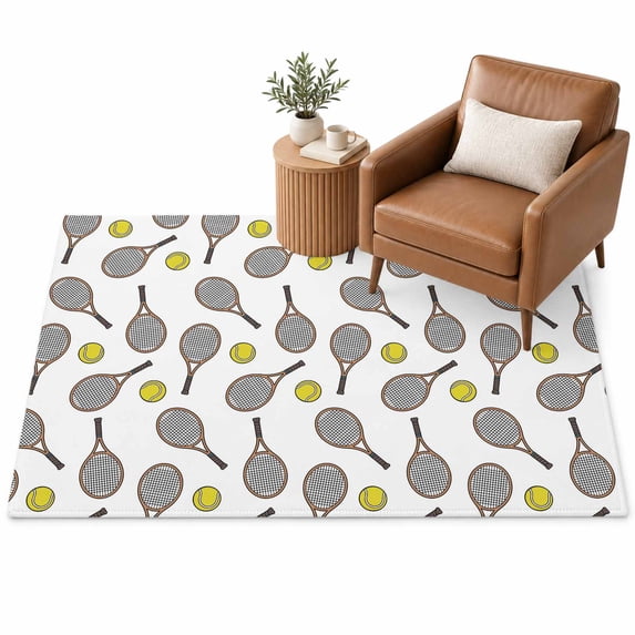 Club Style Tennis Area Rug 4'x6', Sports Themes Yellow Tennis Athletics ...