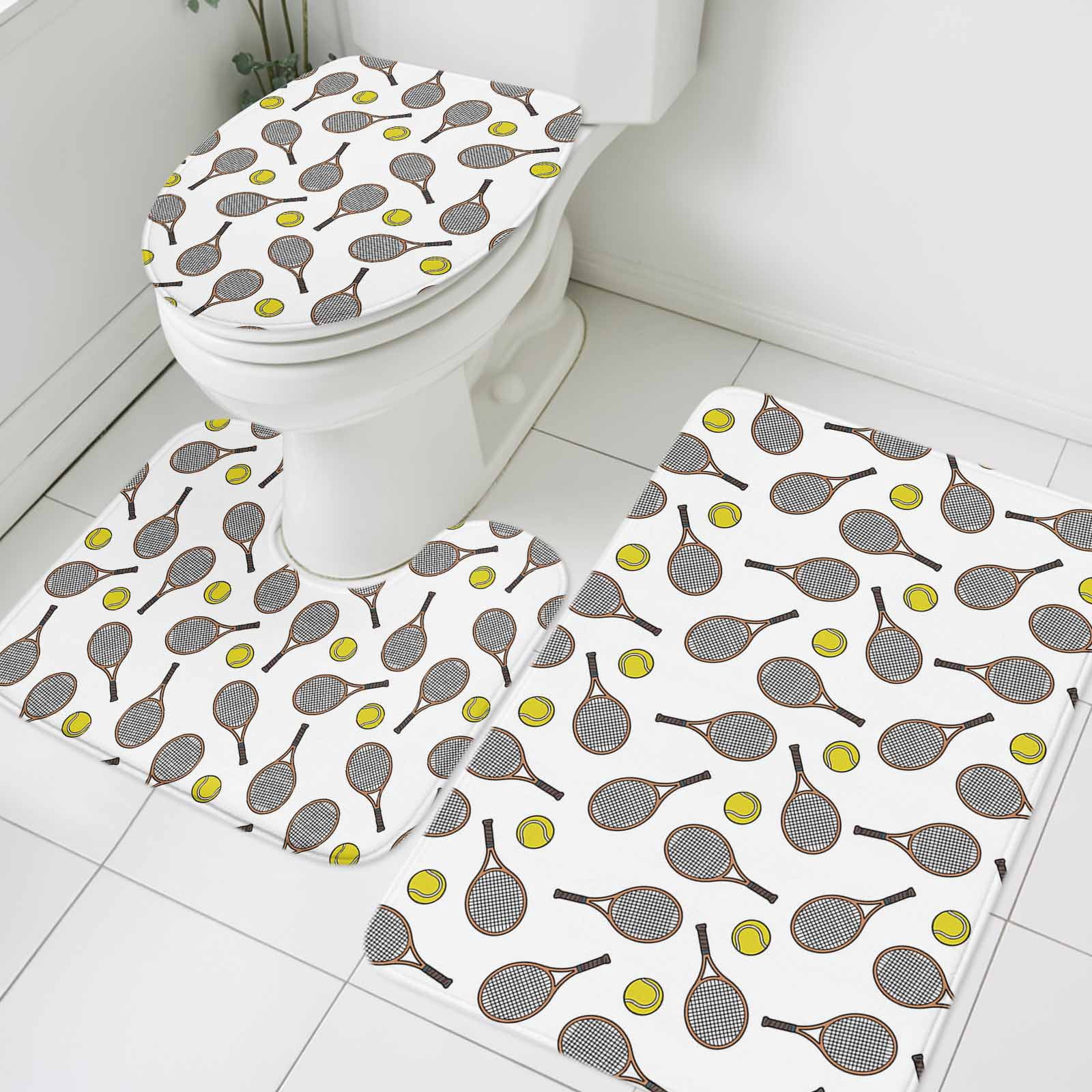 Club Style Tennis Bathroom Rugs Set Sports Themes Yellow Tennis ...