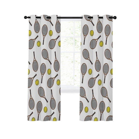 Club Style Tennis Blackout Curtains 2 Panels Set Sports Themes Yellow Tennis Athletics Art Thermal Insulated Privacy Black Out Drapes Window Curtain for Living Room Bedroom 52 x 96 Inch