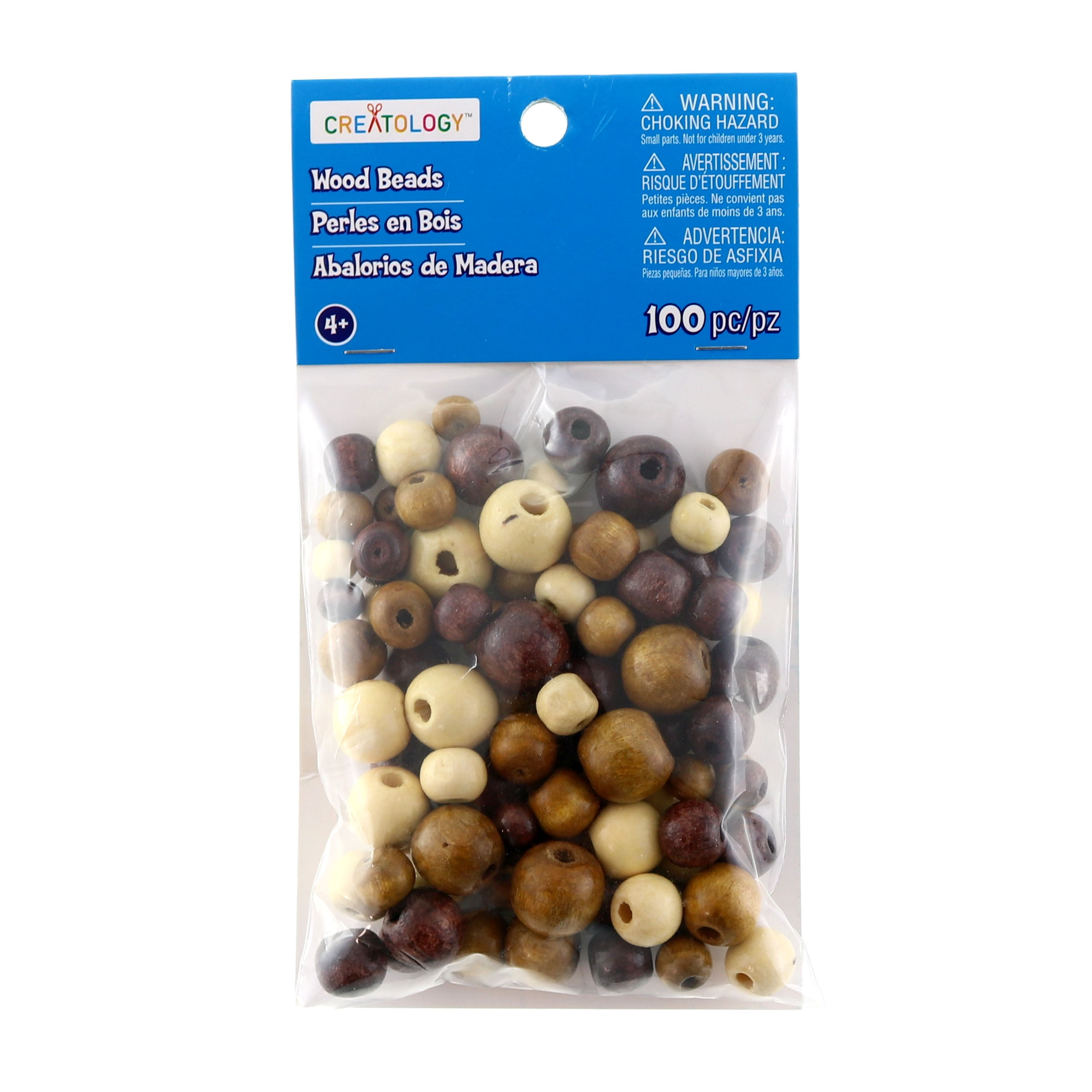 Clubhouse Crafts Wood Pony Beads, 90 pack