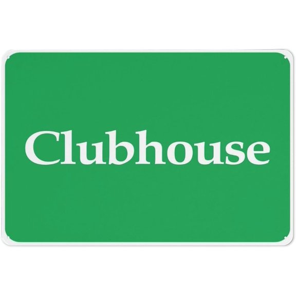 Clubhouse Reflective Aluminum Sign - 8"x12", UV Protected, Waterproof, Weatherproof, 4 Pre-Drilled Holes - Apartment Complex, Golf Club, Community Center