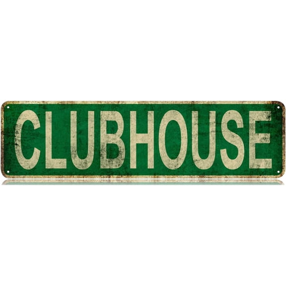 Clubhouse Slim Tin Sign Street Funny Metal Sign Wall Decor for Bedroom Farm Home Bar Garage Man Cave Wall Art Gift 6 by 16