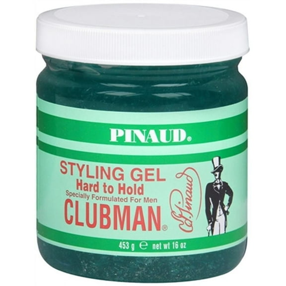Clubman ALCHOHOL FREE Mens Hard To Hold Styling Hair Gel 16 Ounce Jar (3-PACK)