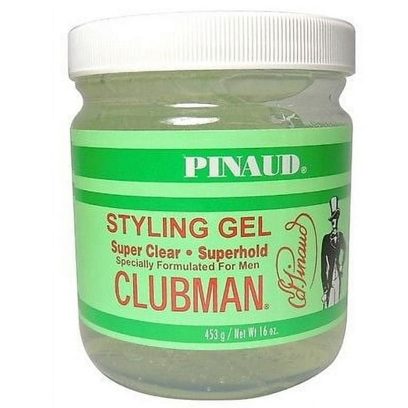 Clubman Mens ALCHOHOL FREE SUPER CLEAR Styling Hair Gel 16 Ounce Jar (2-PACK)