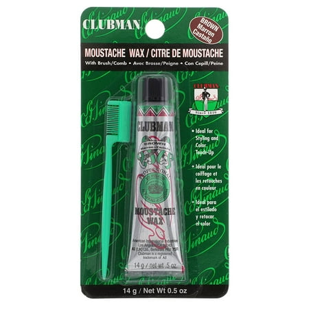 Clubman Moustache Wax, Brown, 0.5 oz