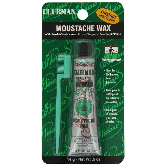 Clubman Moustache Wax Chestnut, 0.5 Oz., Pack of 6