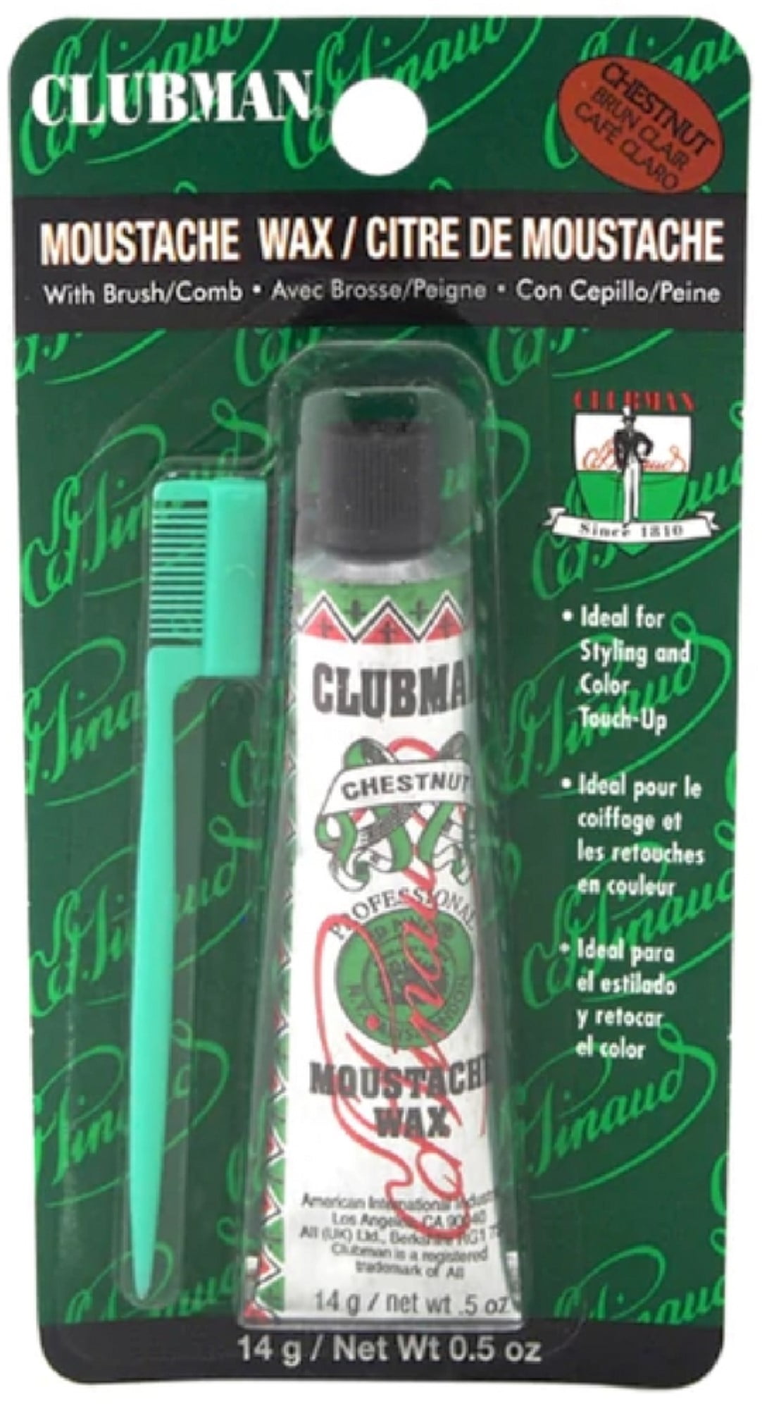 Clubman Moustache Wax Chestnut 0.50 oz (Pack of 2)