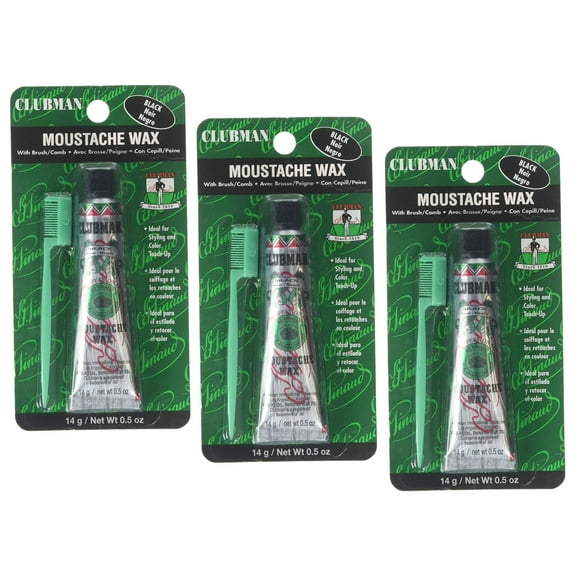 Clubman Moustache Wax Hang Pack 0.5 oz - Black (070622) x 3