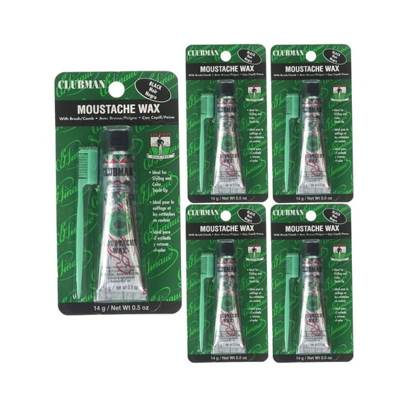 Clubman Moustache Wax Hang Pack 0.5 oz - Black (070622) x 5