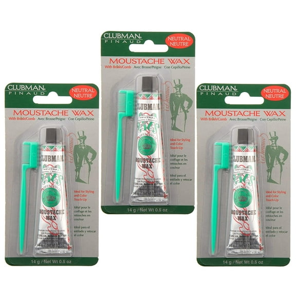 Clubman Moustache Wax Hang Pack 0.5 oz - Neutral (070639) x 3