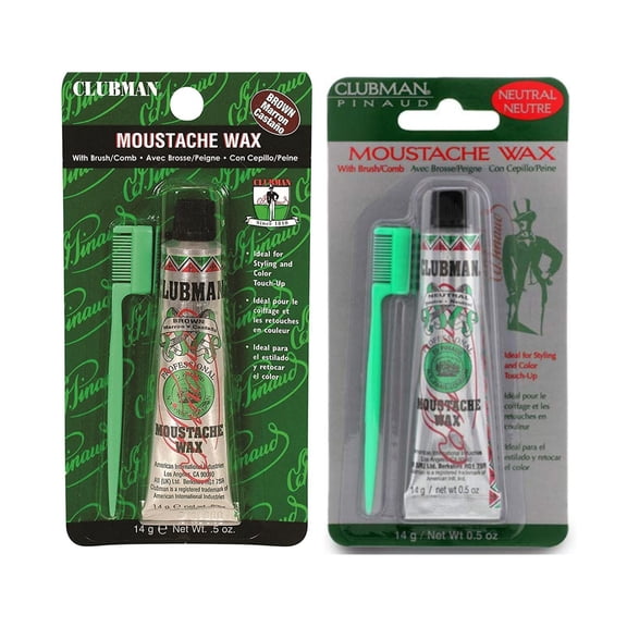 Clubman Moustache Wax Hang Pack 0.5 oz - Neutral + Brown
