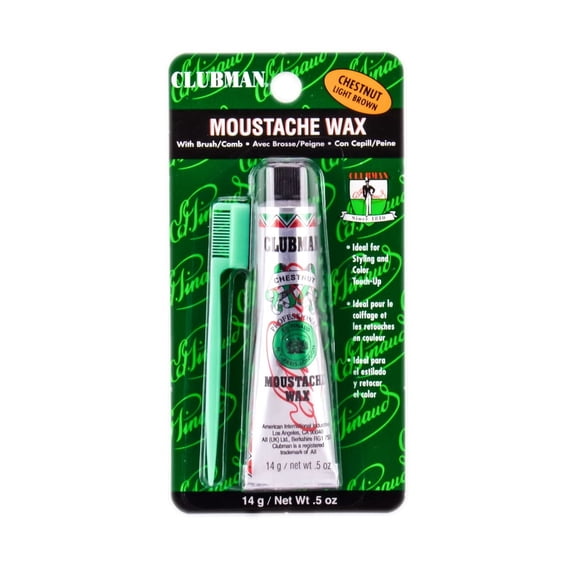 Clubman Moustache Wax with Brush, Chestnut, 0. 5 Oz