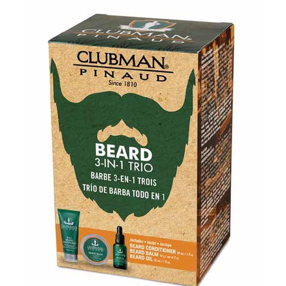 Clubman Pinaud Beard Kit, Beard Conditioner, Beard Balm and Beard Oil, 1 Ea
