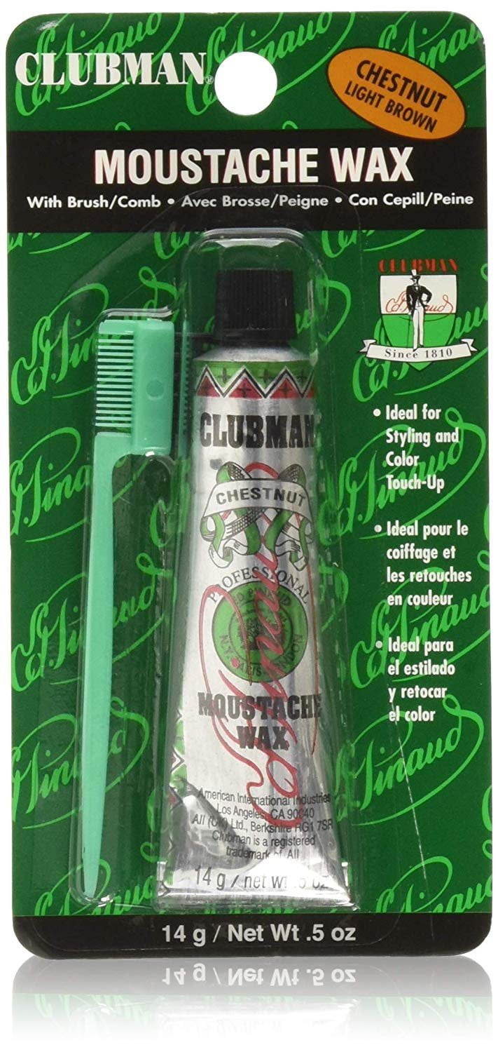 Clubman Pinaud Moustache Wax with Free Applicator, Chestnut