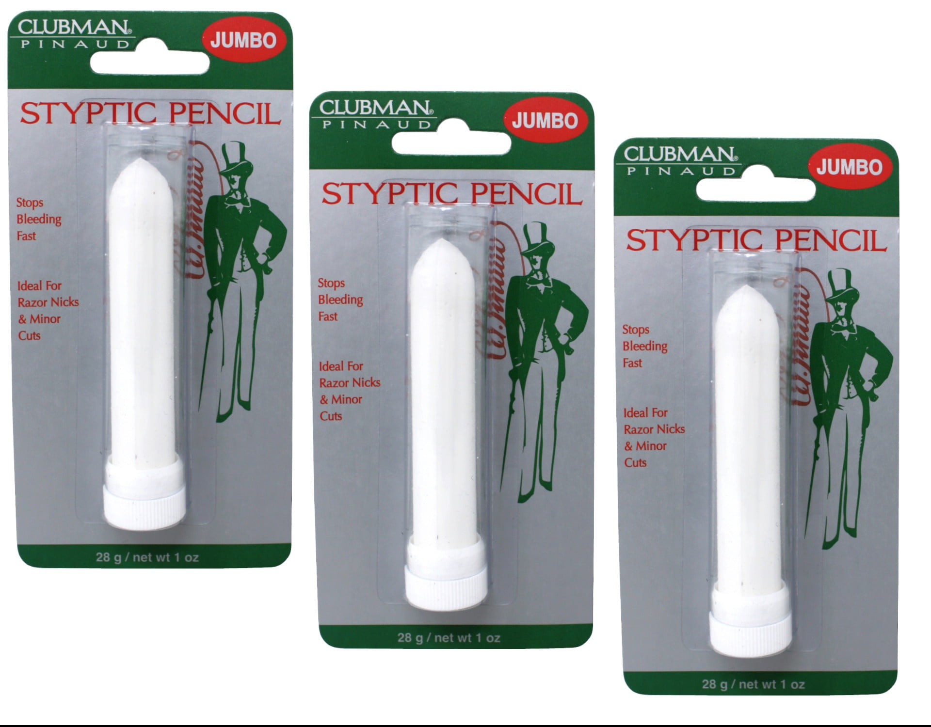 Clubman Styptic Pencil, 1 oz, Pack of 3, Stops Bleeding