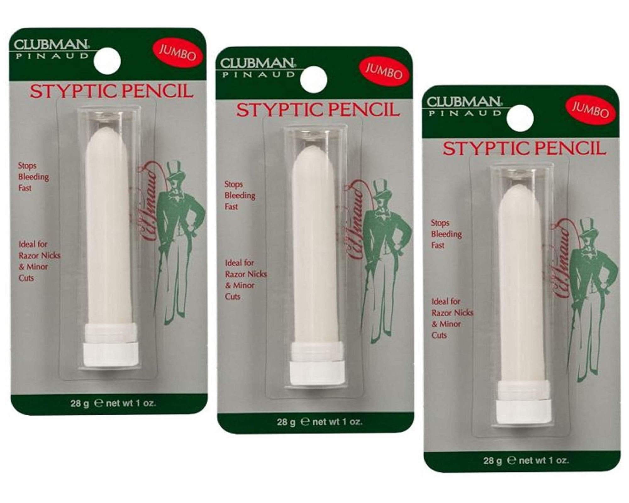 Clubman Jumbo Styptic Pencil 28g/1oz, Pack of 3 for Shaving Cuts and
