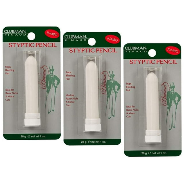 Clubman Jumbo Styptic Pencil 28g/1oz, Pack of 3 for Shaving Cuts and