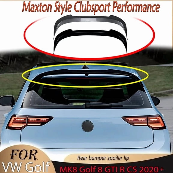Clubsport Performance Compatible with VW Golf 8 MK8 GTI R CS 2020+ Maxton Style Refit Rear Bumper Spoiler Lip Rear Top Trunk Wing Body Kit