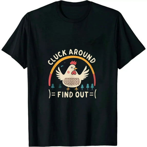 Cluck Around & Find Out Shirt Women Funny Chicken Graphic Tee Inspirational Letter Loose Work Top Casual Farmer Tshirt