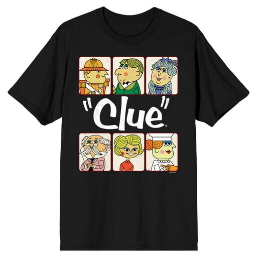 Clue Cartoon Characters Adult Black Crew Neck Short Sleeve T-shirt-6XL