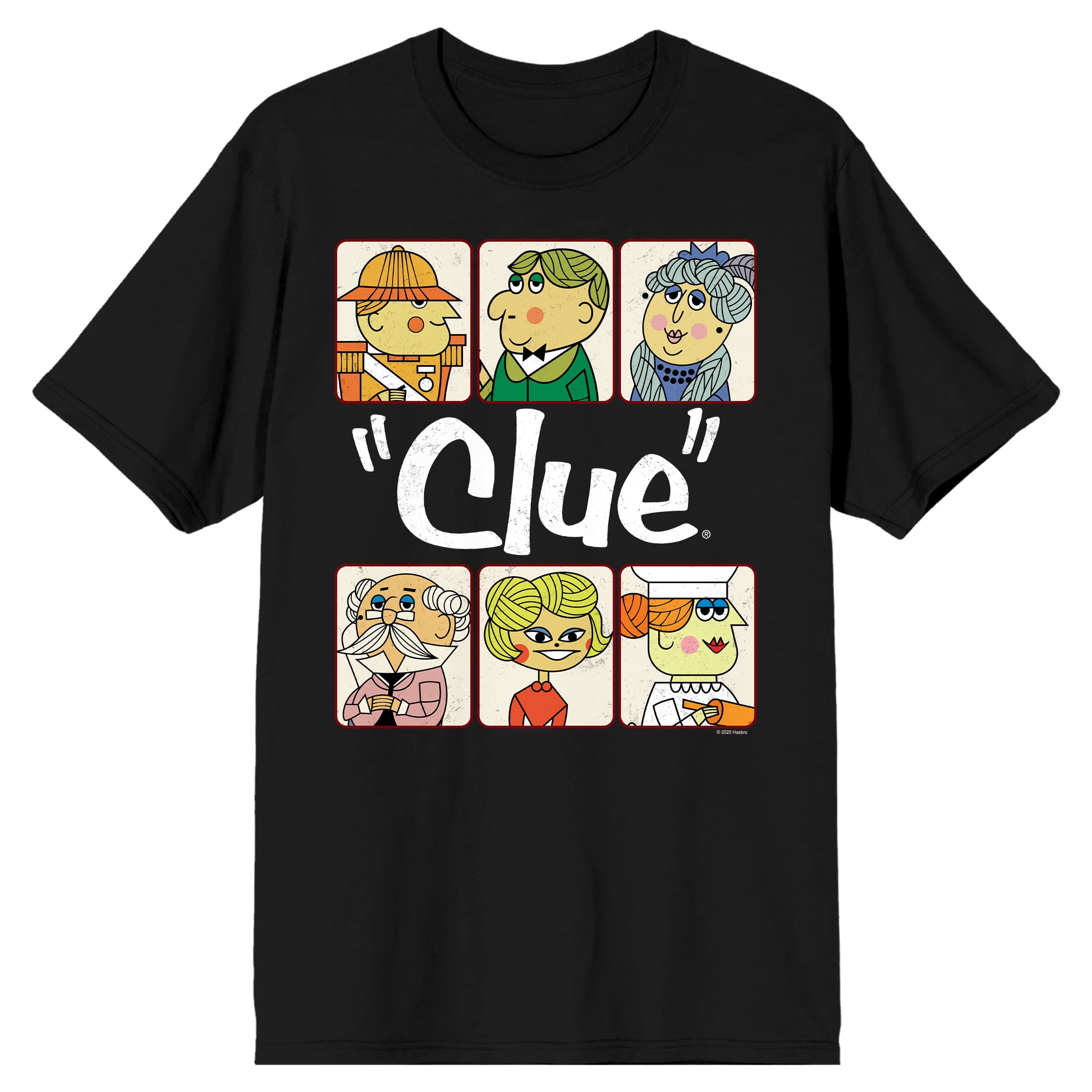 Clue Cartoon Characters Adult Black Crew Neck Short Sleeve T-shirt ...
