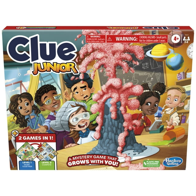Clue Junior Game, 2-Sided Board, 2 Games in 1, Clue Mystery for Ages 4+