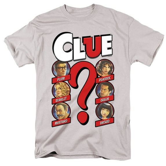 Clue Modern Whodunnit S/S Adult 18/1 T-Shirt Silver