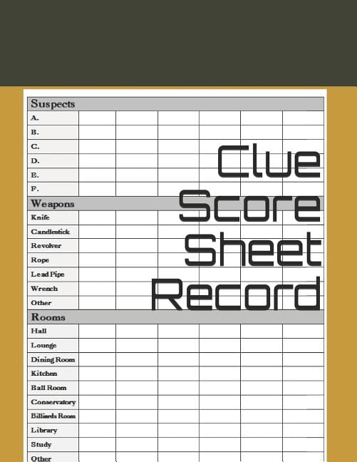 Clue Score Sheet Record Clue Score Sheet Record Clue Scoresheet Clue Game Sheets Clue