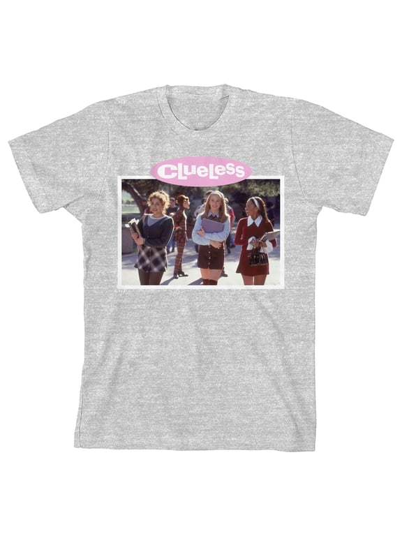 Clueless Characters With Books Photo Crew Neck Short Sleeve Athletic Heather Girl's T-shirt-Medium